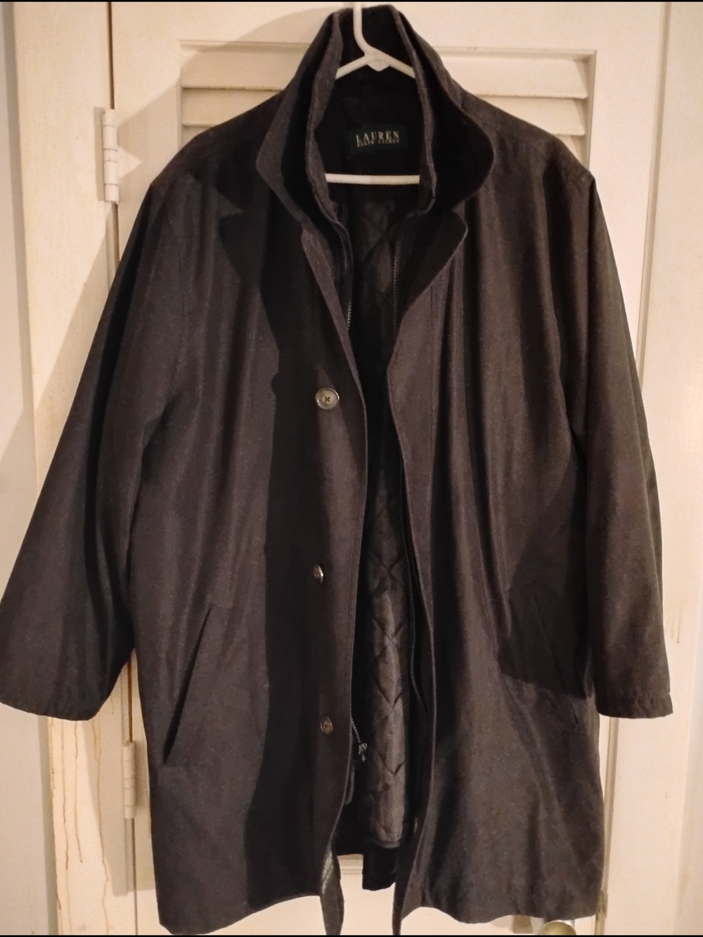 Ralph Lauren Black Quilted-Lined Trench Coat